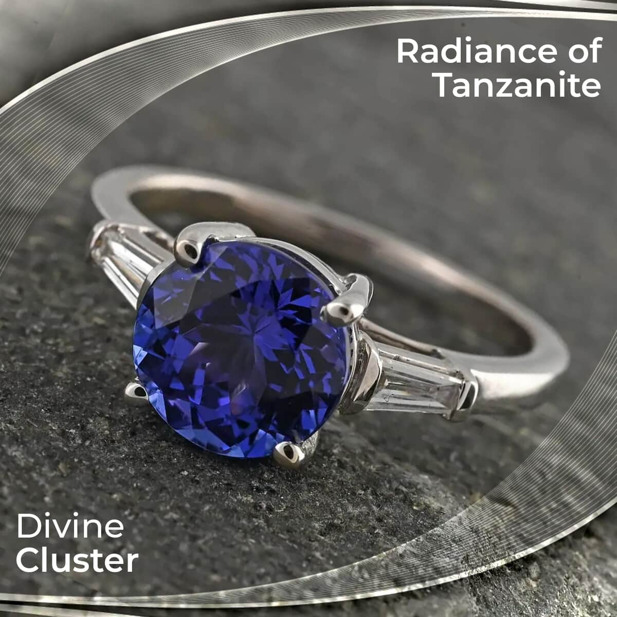 Rhapsody Certified And Appraised AAAA Tanzanite Ring,  E-F VS Diamond Accent Ring, 950 Platinum Ring, Wedding Ring 4.50 Grams 2.20 ctw image number 1