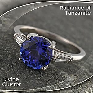 Rhapsody Certified And Appraised AAAA Tanzanite Ring,  E-F VS Diamond Accent Ring, 950 Platinum Ring, Wedding Ring 4.50 Grams 2.20 ctw