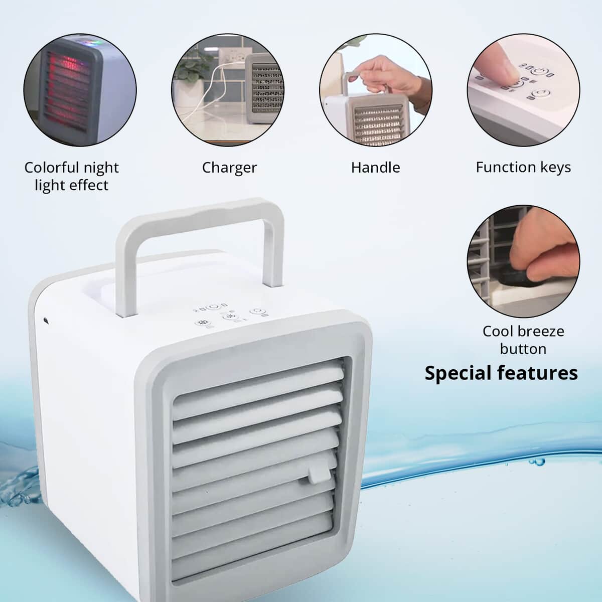 White Eco-Friendly Portable Air Cooler , Mini AC Air Cooler , Air Conditioning Fan image number 2