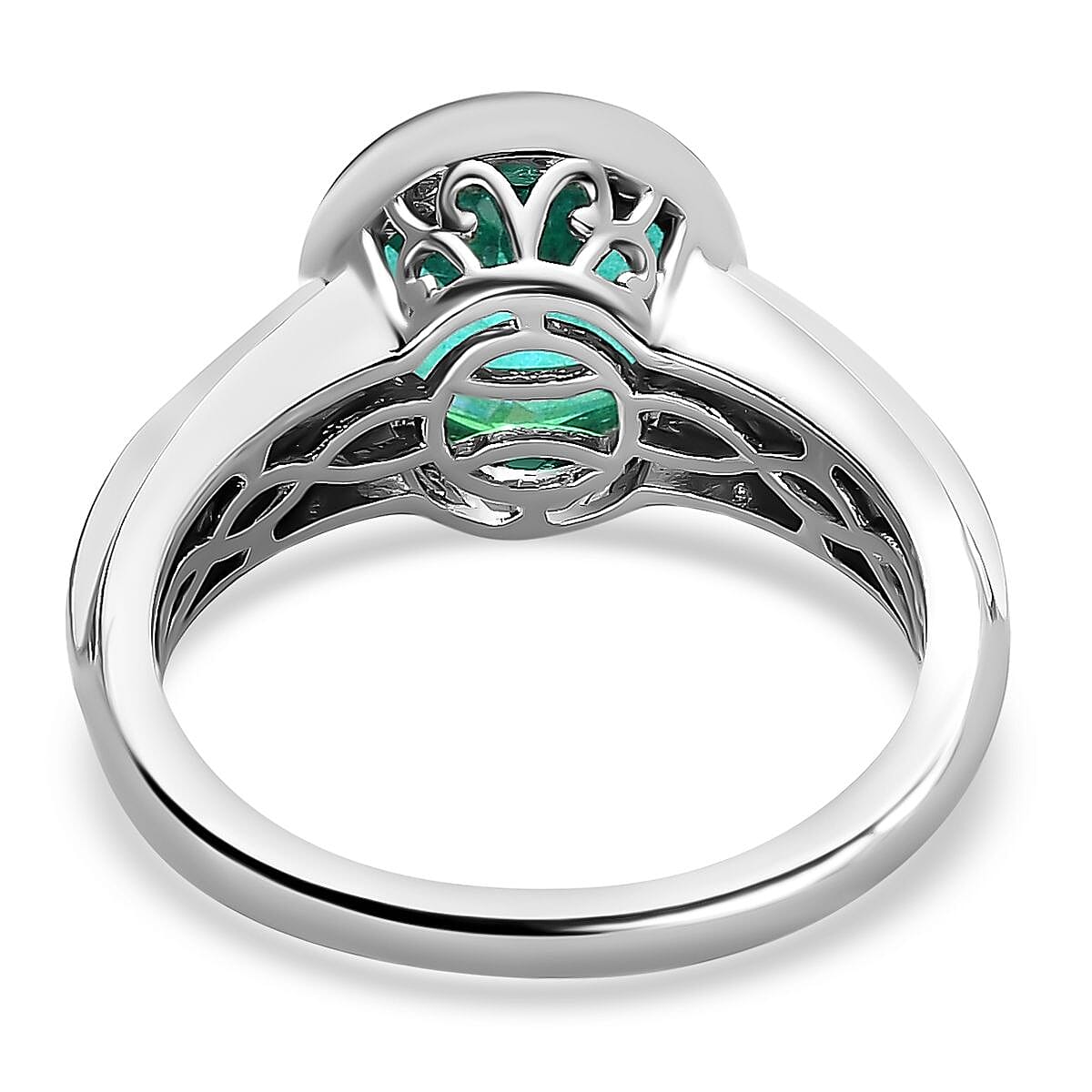 Peacock Quartz (Triplet) and White Zircon 3.15 ctw Ring in Platinum Over Sterling Silver (Size 10.0)