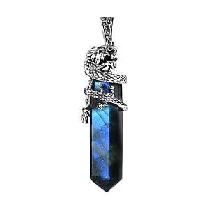 Artisan Crafted AAA Malagasy Labradorite Dragon Pendant in Sterling Silver 29.65 ctw