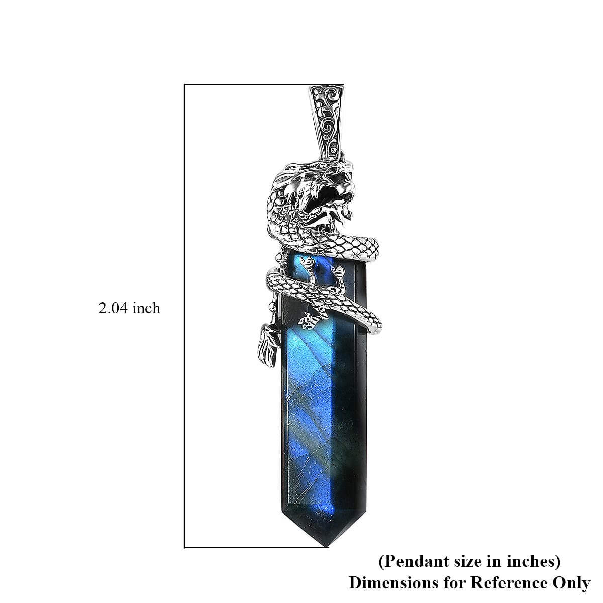 Artisan Crafted AAA Malagasy Labradorite Dragon Pendant in Sterling Silver 29.65 ctw image number 5