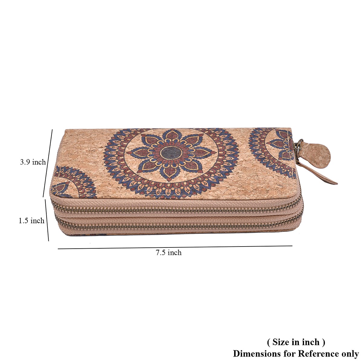 Khaki and Big Mandala Pattern Cork Wallet image number 6