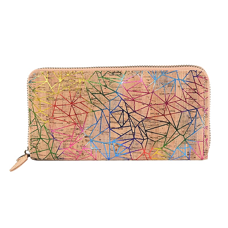 Light Khaki and Geometric figure Pattern Cork Wallet