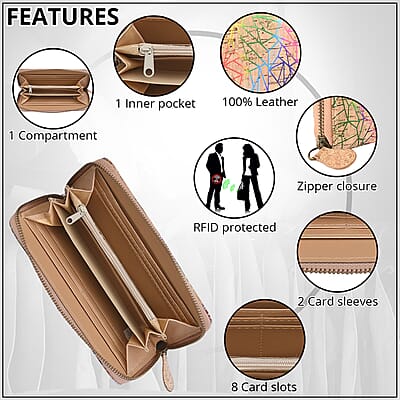 Light Khaki and Geometric figure Pattern Cork Wallet