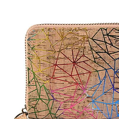 Light Khaki and Geometric figure Pattern Cork Wallet