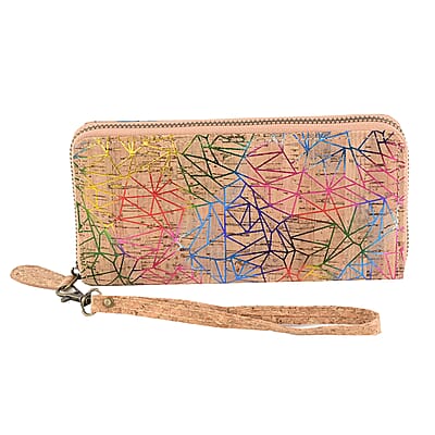 Light Khaki and Geometric figure Pattern Cork Wallet