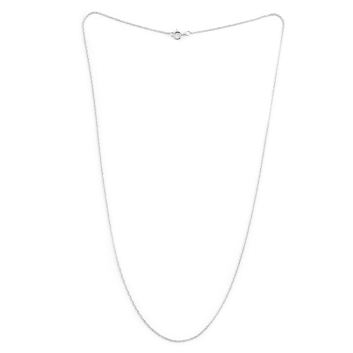 14K White Gold 0.4mm Rope Pendant Chain 16 Inches