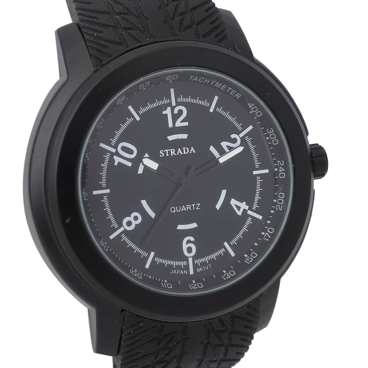 Strada Japanese Movement Watch with Black Silicone Strap and Easy to See Dial image number 3
