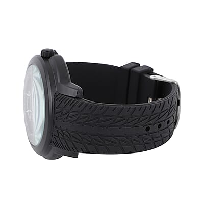 Strada Japanese Movement Watch with Black Silicone Strap and Easy to See Dial