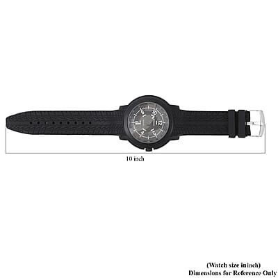 Strada Japanese Movement Watch with Black Silicone Strap and Easy to See Dial