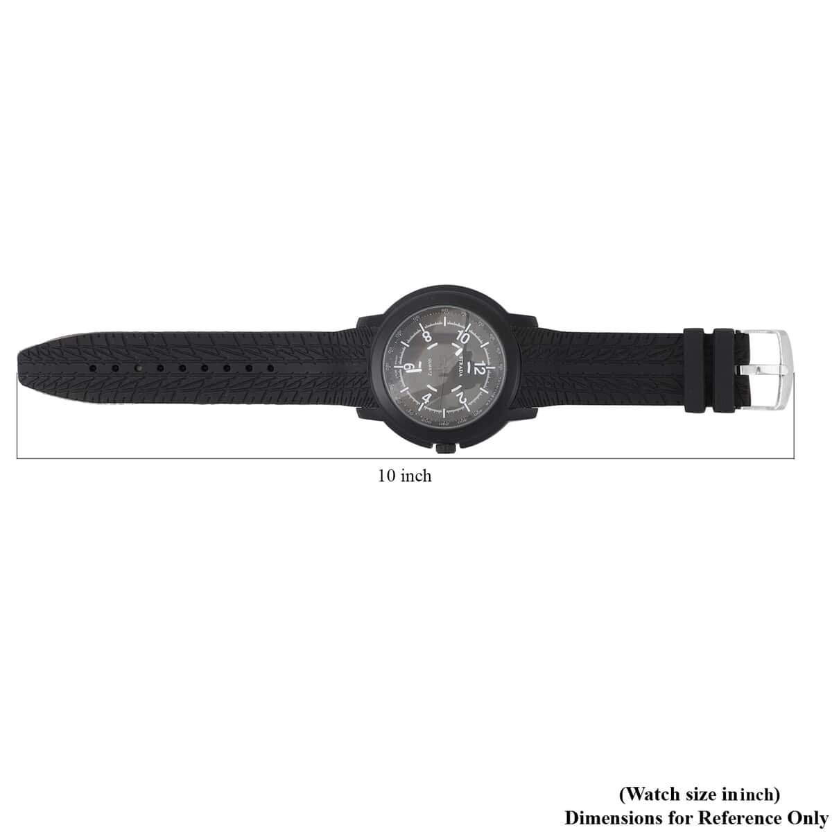 STRADA Japanese Movement Watch with Black Silicone Strap and Stainless Steel Back image number 6