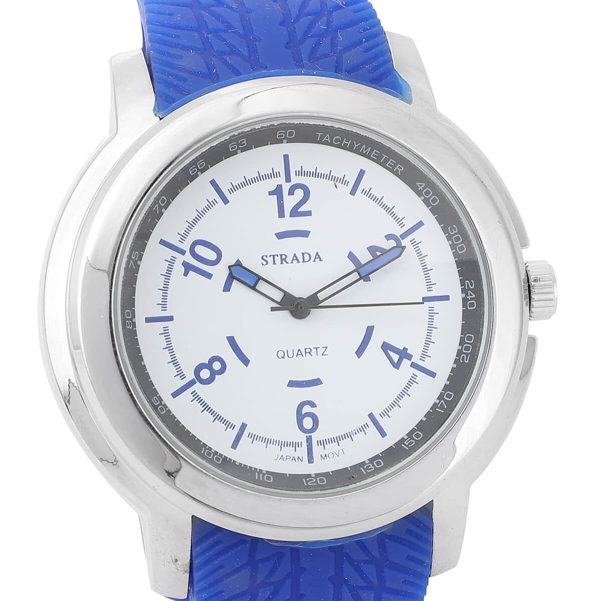 Strada Japanese Movement Watch with Blue Silicone Strap and Easy to See Dial image number 3