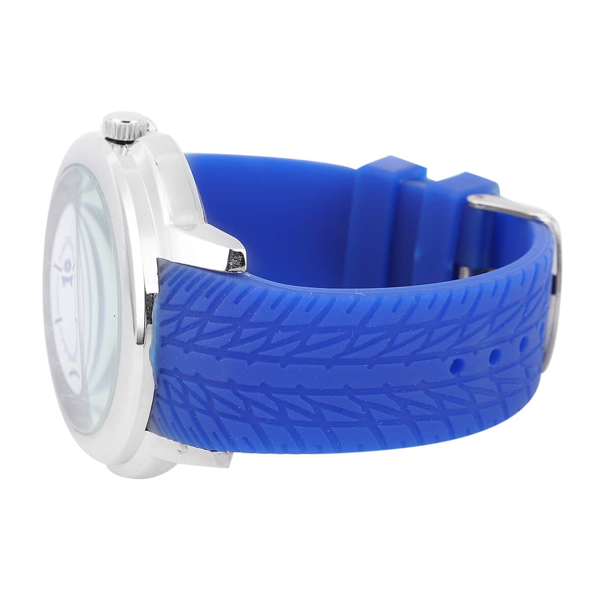Strada Japanese Movement Watch with Blue Silicone Strap and Easy to See Dial image number 4