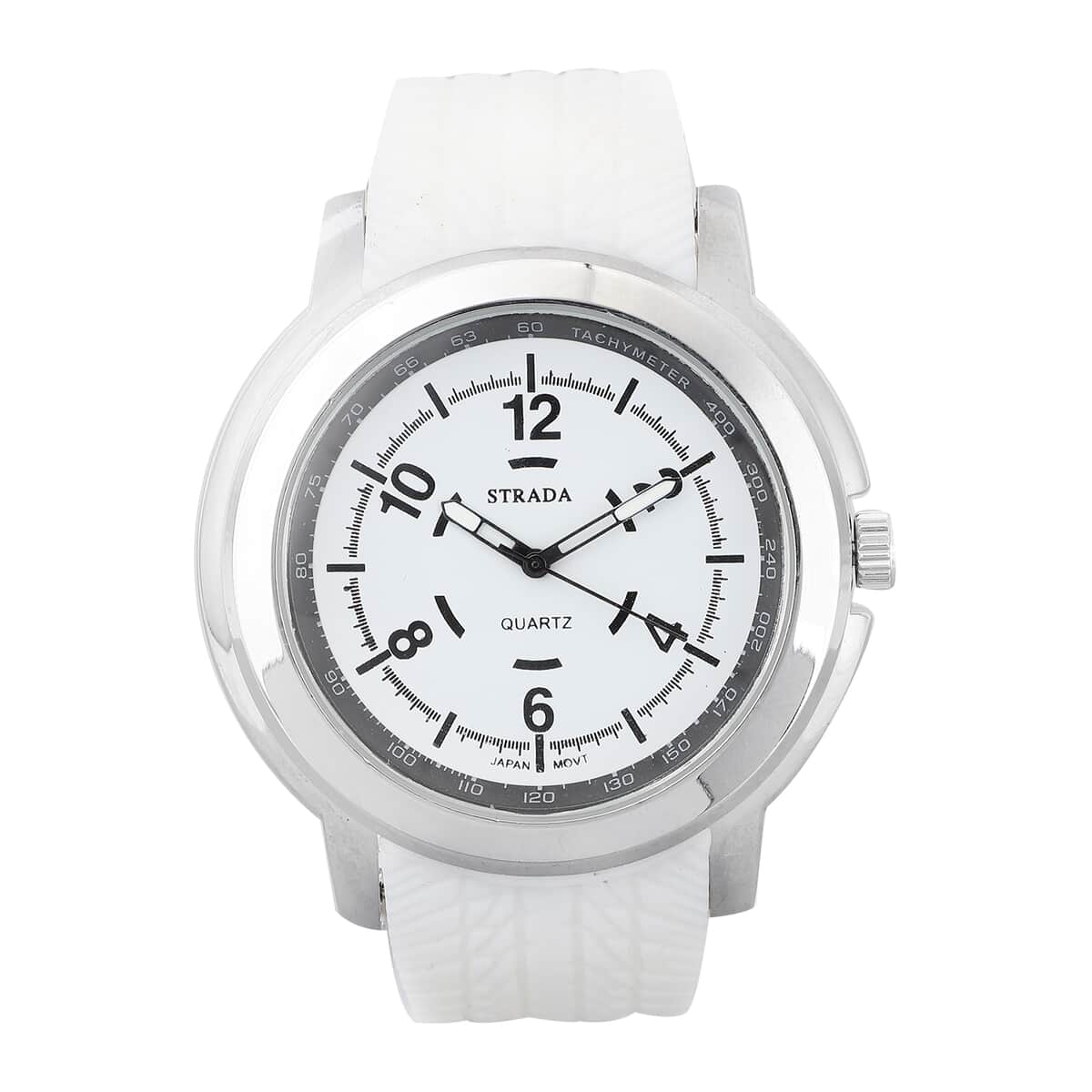 Strada Japanese Movement Watch with White Silicone Strap and Easy to See Dial image number 0
