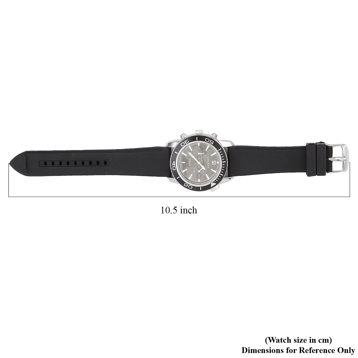 Strada Japanese Movement Rotating Bezel Watch with Black Silicone Strap (45mm)