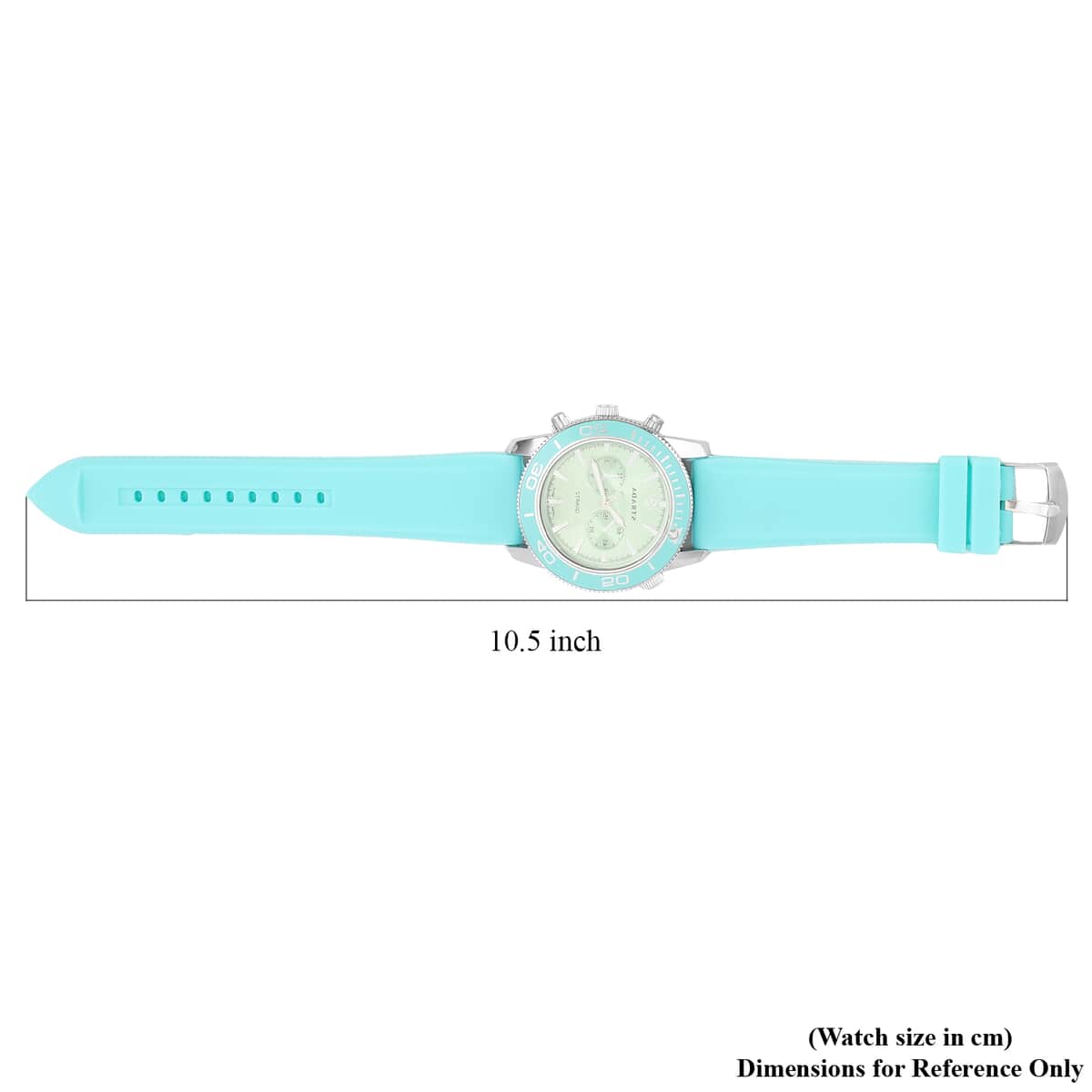 Strada Japanese Movement Rotating Bezel Watch with Blue Green Silicone Strap (45mm) image number 6