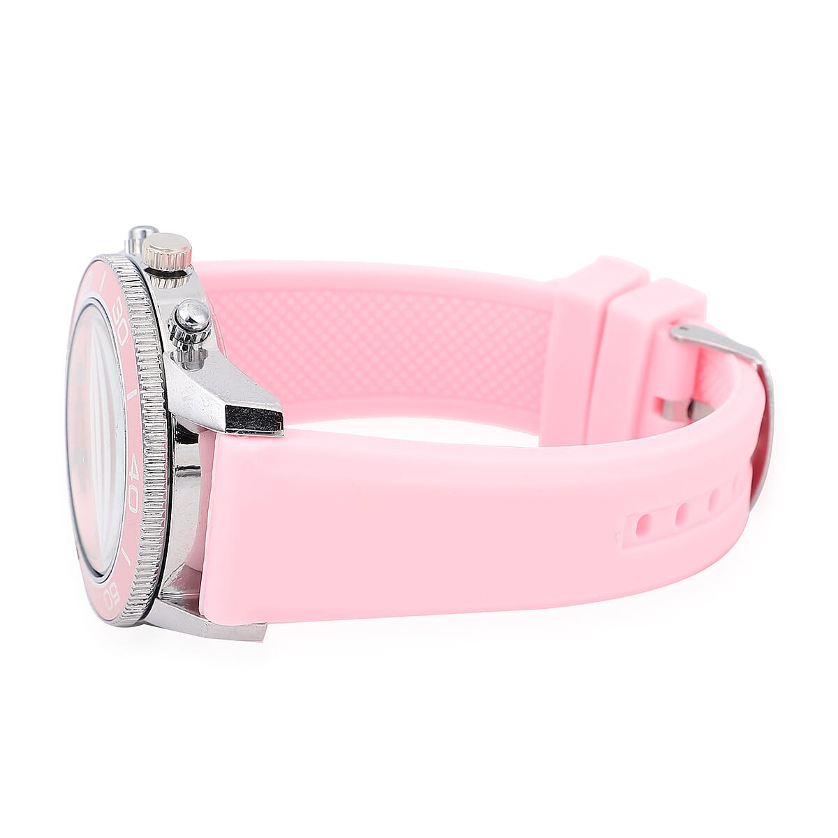 Strada Japanese Movement Rotating Bezel Watch with Pink Silicone Strap (45mm) image number 4