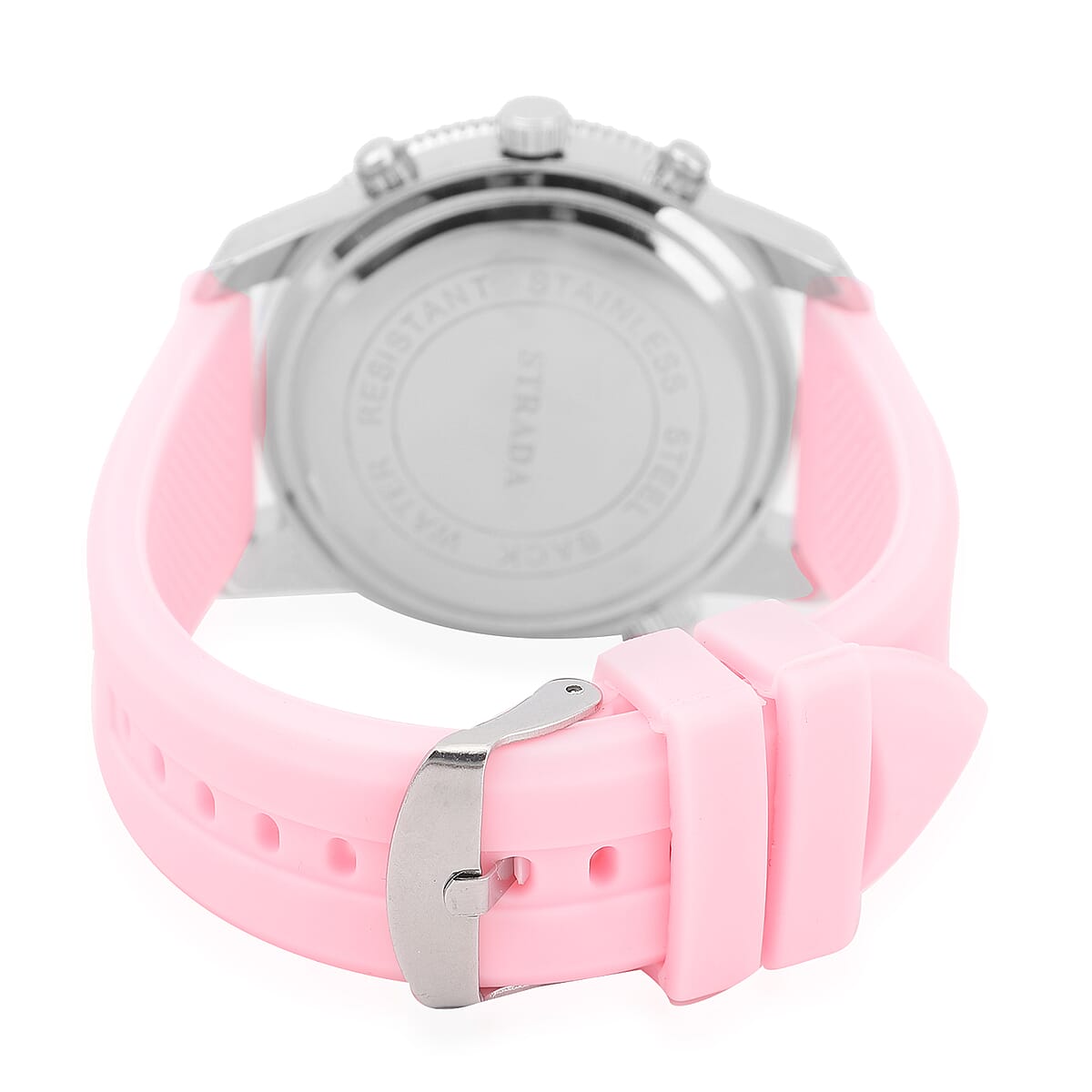 Strada Japanese Movement Rotating Bezel Watch with Pink Silicone Strap (45mm) image number 5