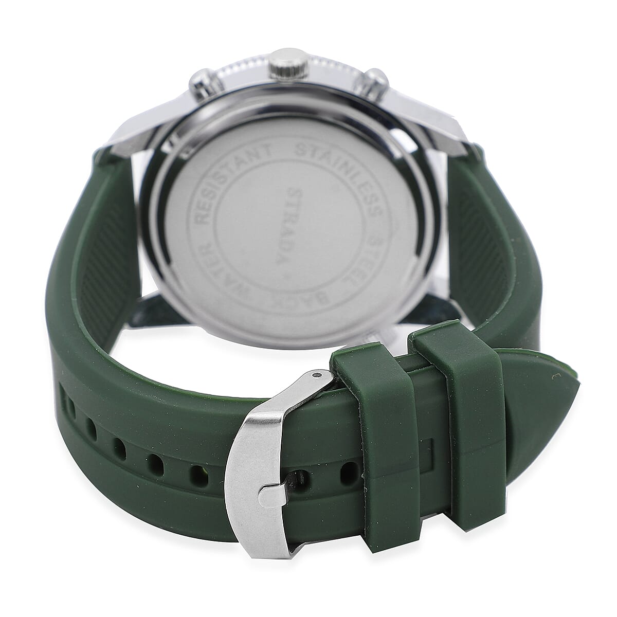 Strada Japanese Movement Rotating Bezel Watch with Dark Green Silicone Strap (45mm) image number 5