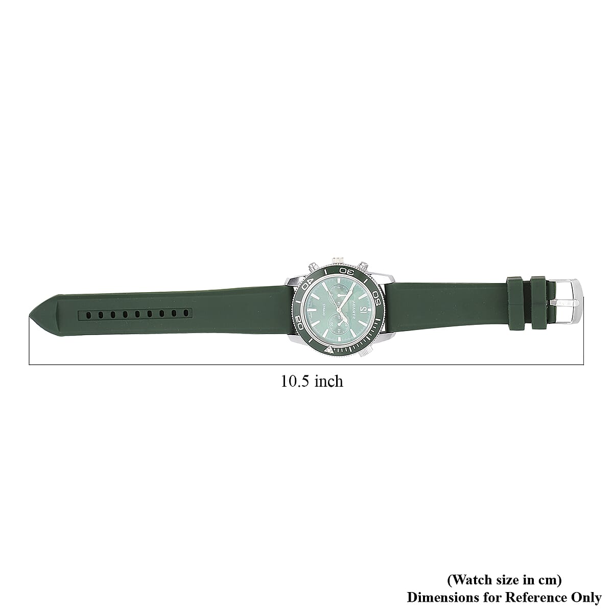 Strada Japanese Movement Rotating Bezel Watch with Dark Green Silicone Strap (45mm) image number 6