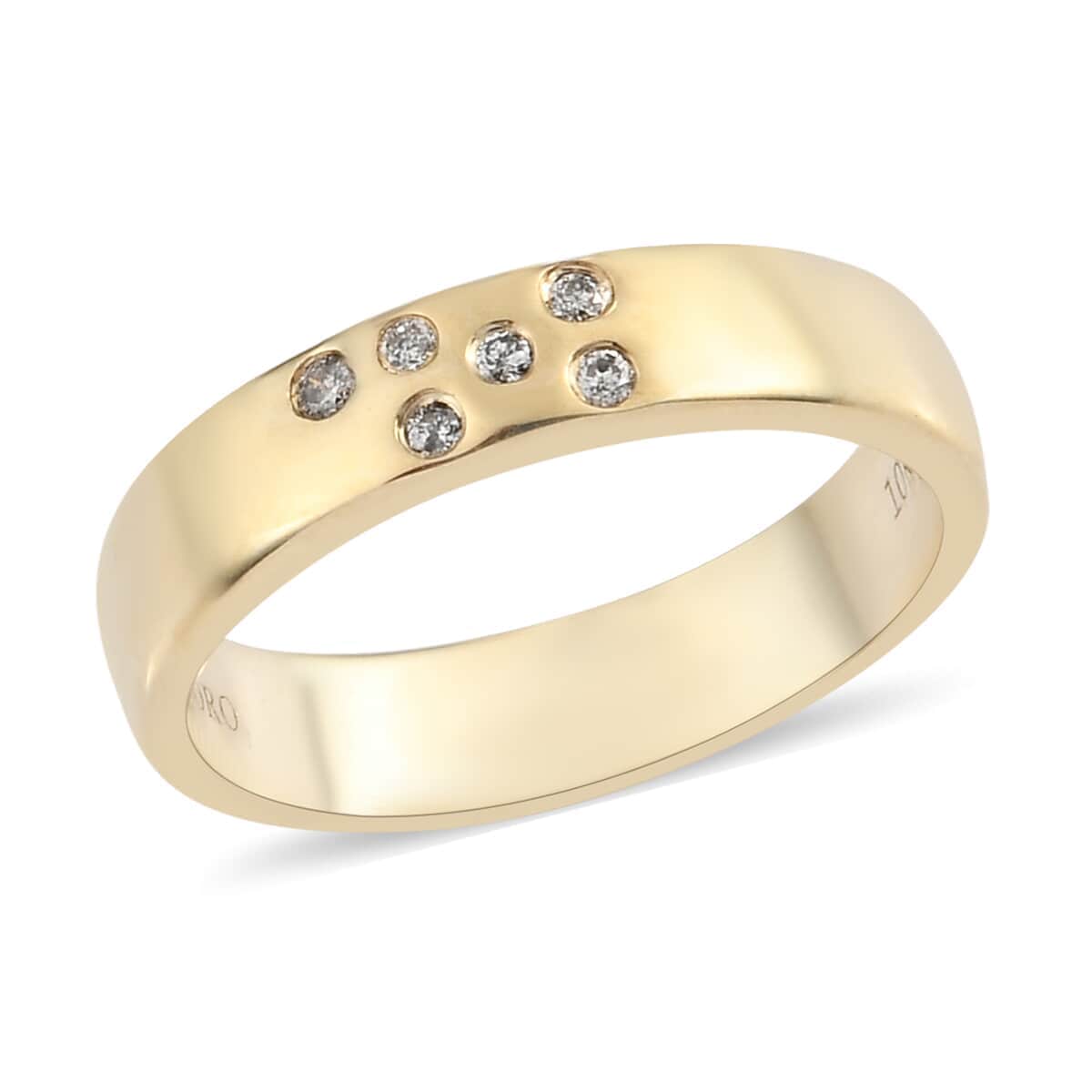 Luxoro 10K Yellow Gold G-H I3 Diamond Band Ring (Size 7.0) 3.90 Grams 0.10ctw image number 0