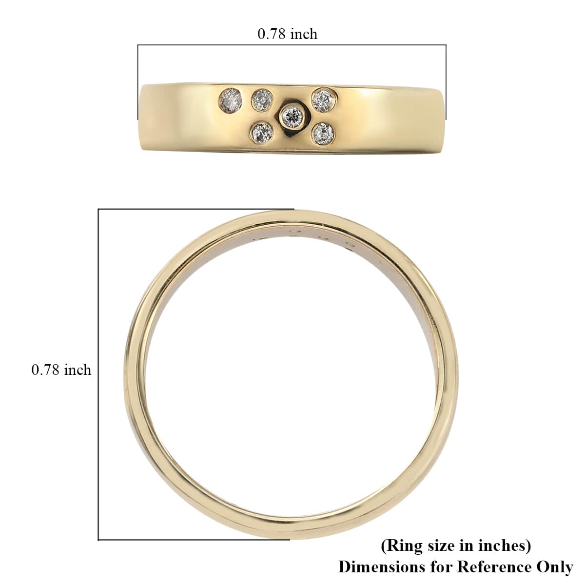 Luxoro 10K Yellow Gold G-H I3 Diamond Band Ring (Size 7.0) 3.90 Grams 0.10ctw image number 5