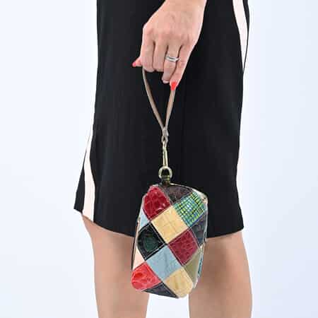 CHAOS BY ELSIE Set of 2 Multi Color Ball Print Genuine Leather Satchel Bag and Clutch image number 2