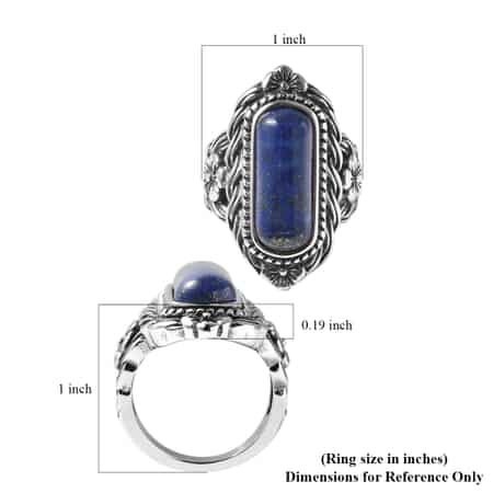 Lapis Lazuli Solitaire Ring in Stainless Steel (Size 9.0) 6.60 ctw image number 5
