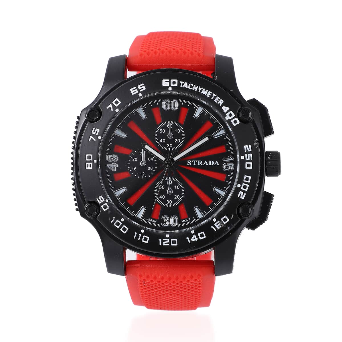 STRADA Japanese Movement Watch with Black Silicone Strap and Stainless Steel Back image number 0