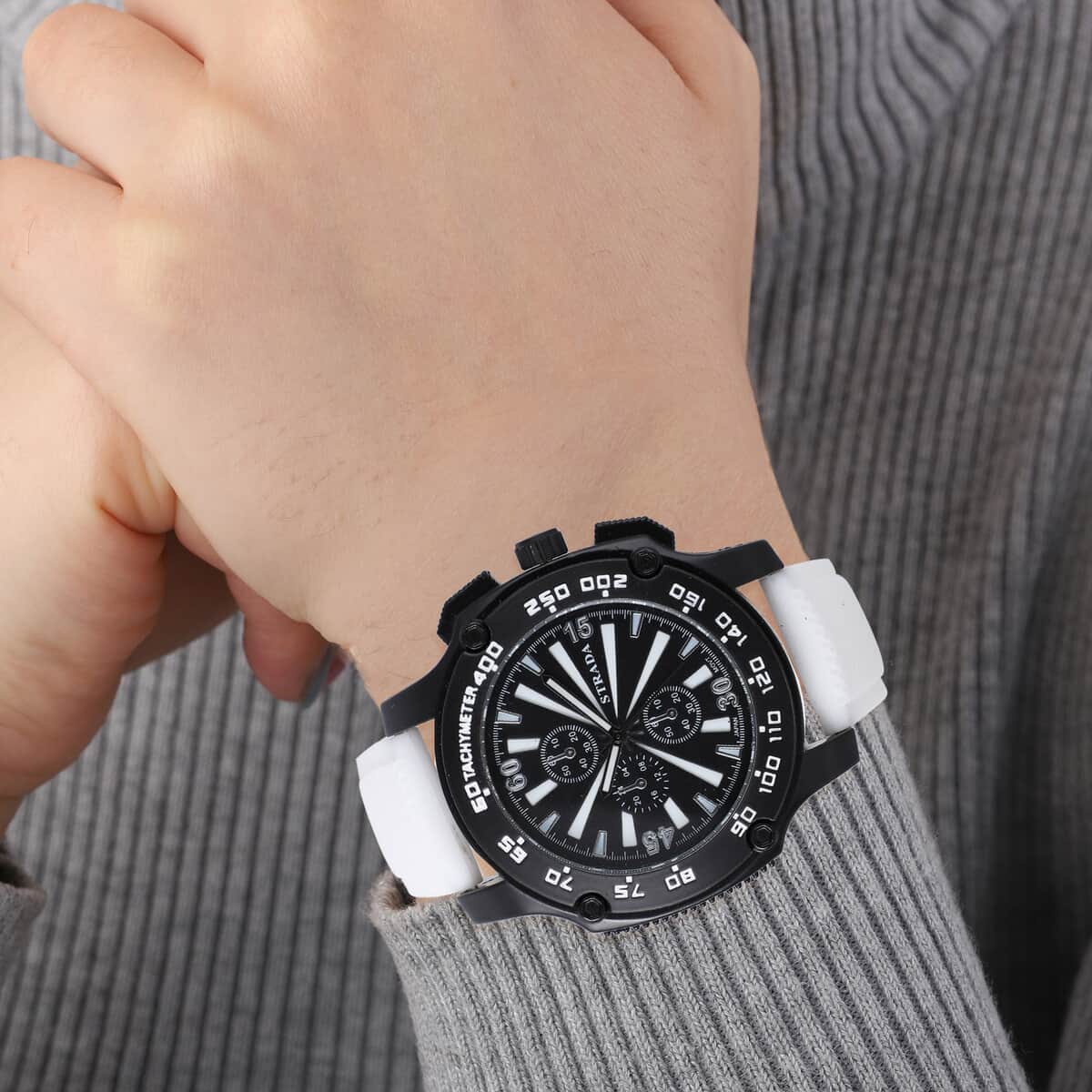Strada Japanese Movement Watch with White Silicone Strap (53mm) image number 2