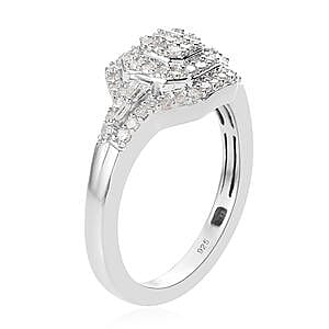White Diamond 0.50 ctw Cluster Ring in Platinum Over Sterling Silver (Size 11.5)