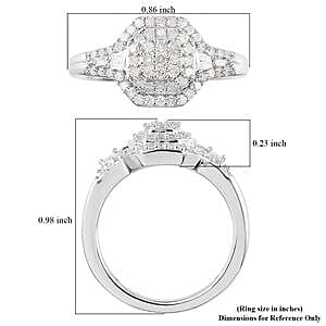 White Diamond 0.50 ctw Cluster Ring in Platinum Over Sterling Silver (Size 11.5)