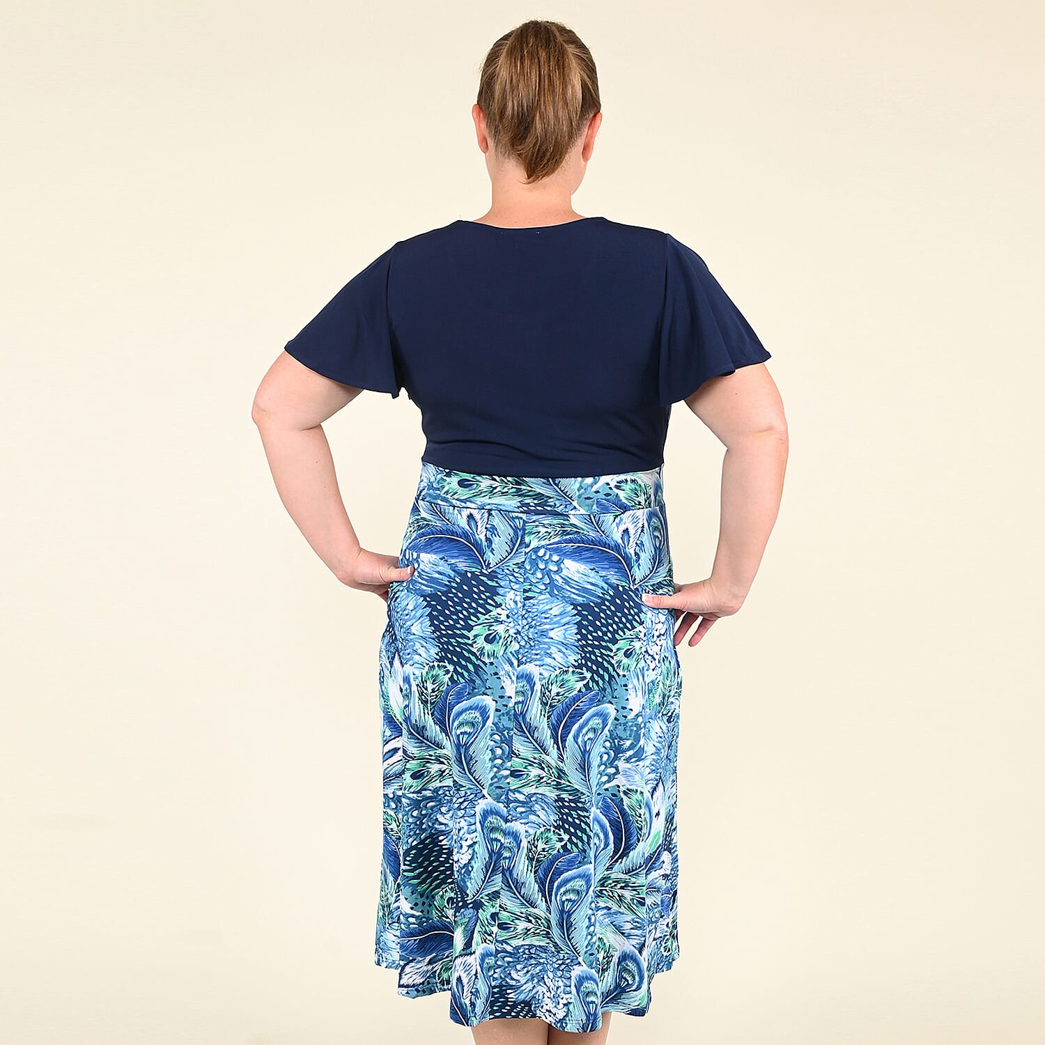 Tamsy Blue Paisley Pattern Empire Dress - (S)