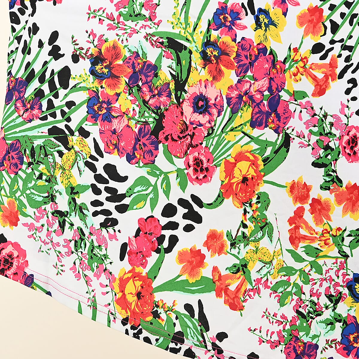 Tamsy Pink Floral Pattern Empire Dress - (XL) image number 3