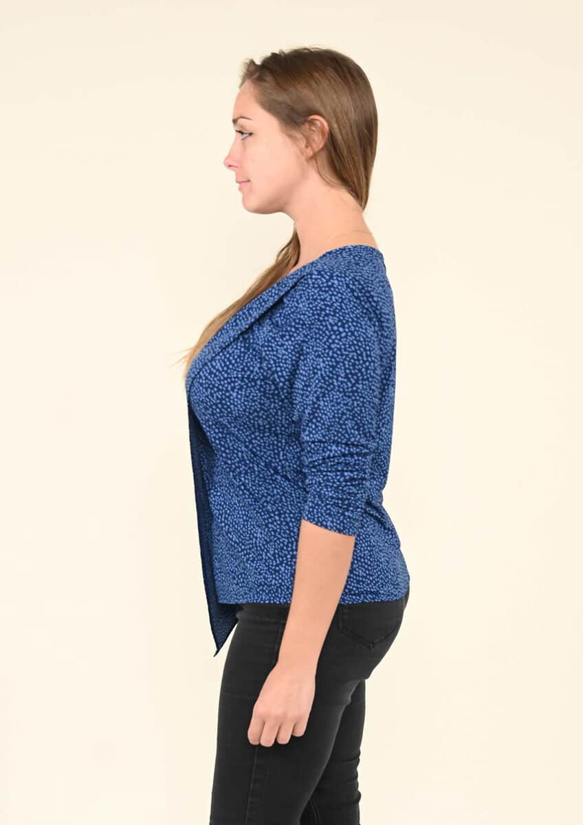 Tamsy Blue Polka Dot Long Sleeve Blouse - (S) image number 2