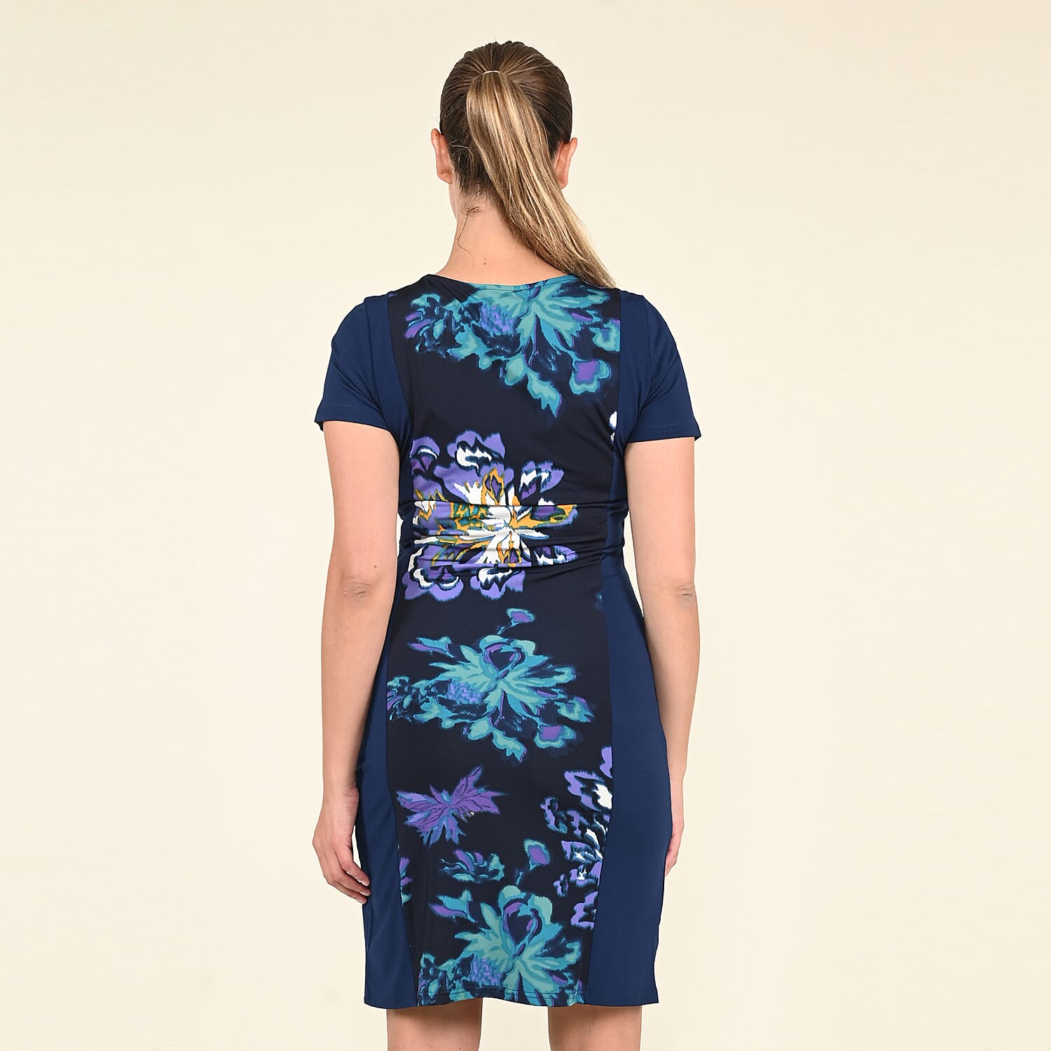 Tamsy Navy Floral Pattern Dress - (S)