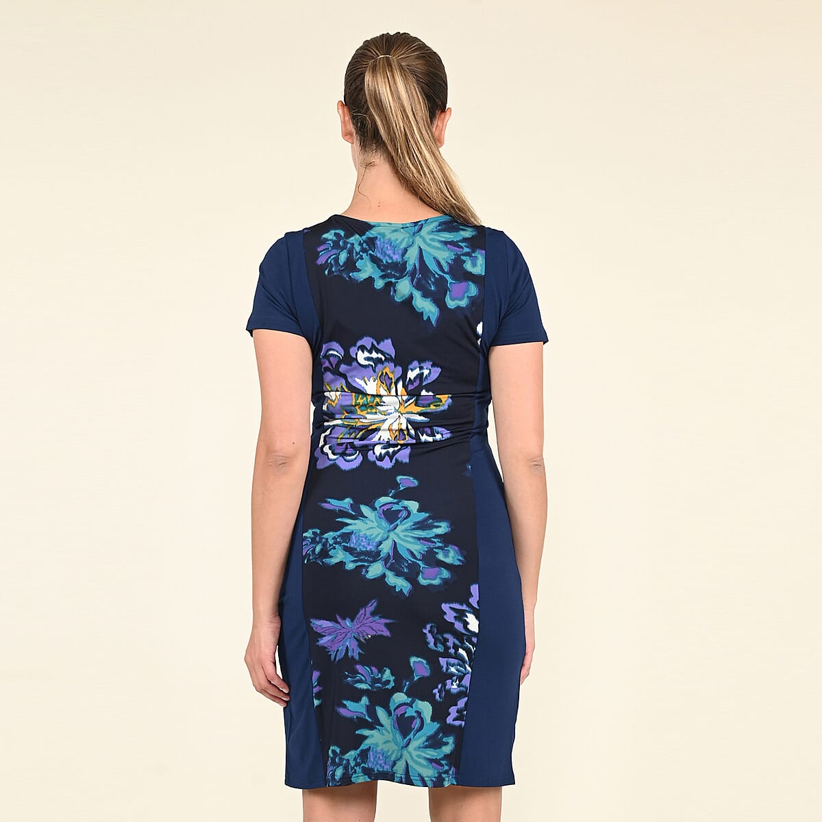 Tamsy Navy Floral Pattern Dress - (M) image number 1