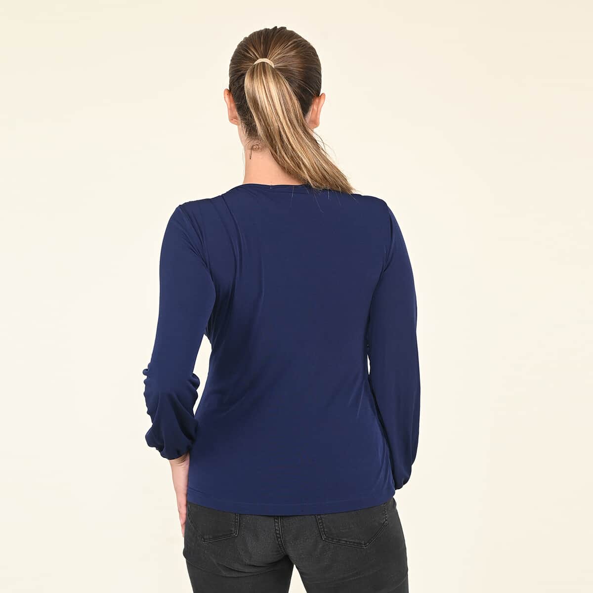 Tamsy Navy Long Sleeve Blouse - (S) image number 1