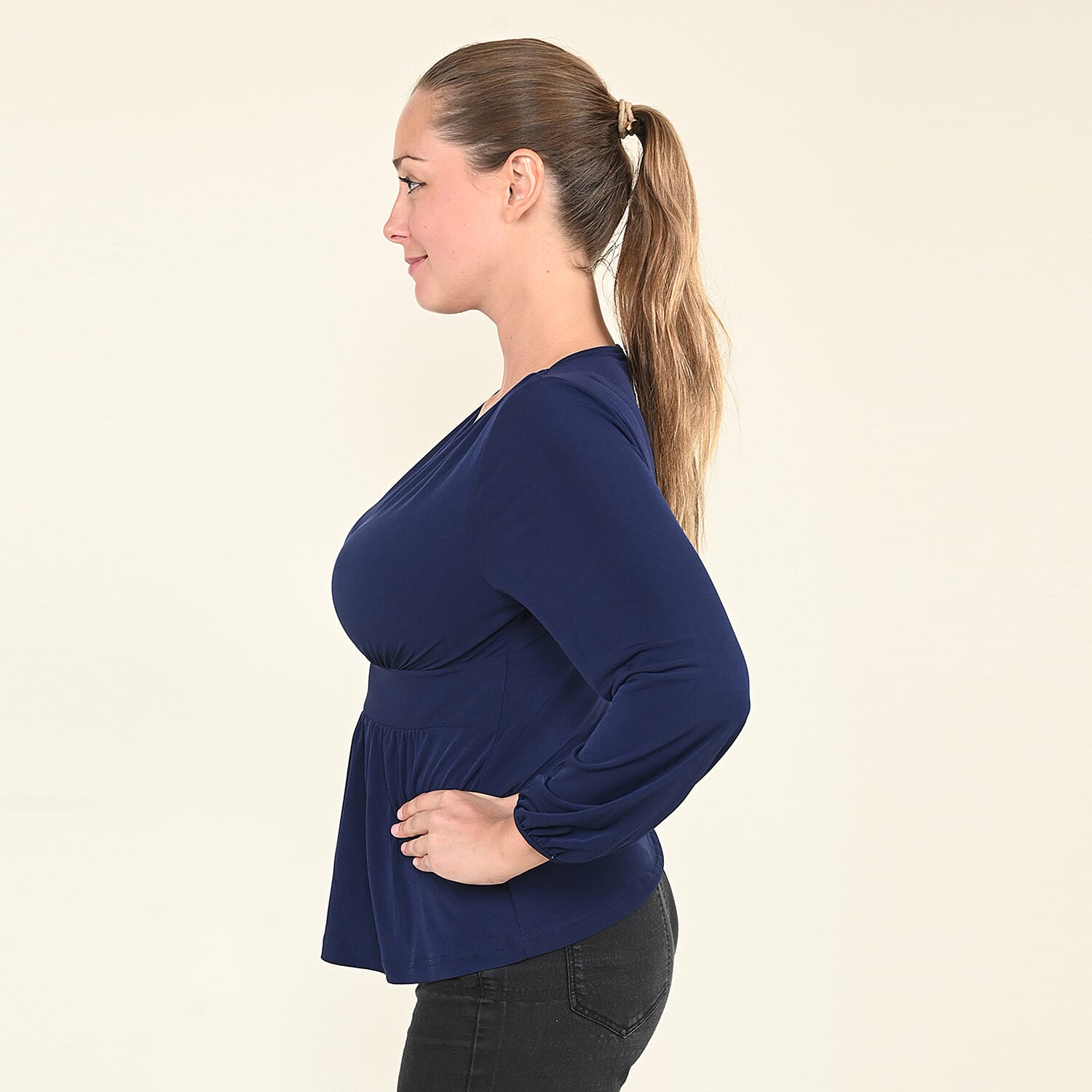 Tamsy Navy Long Sleeve Blouse - (S)