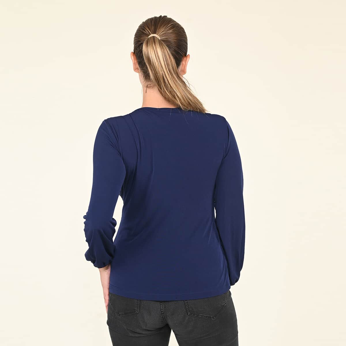 Tamsy Navy Long Sleeve Blouse - (L) image number 1