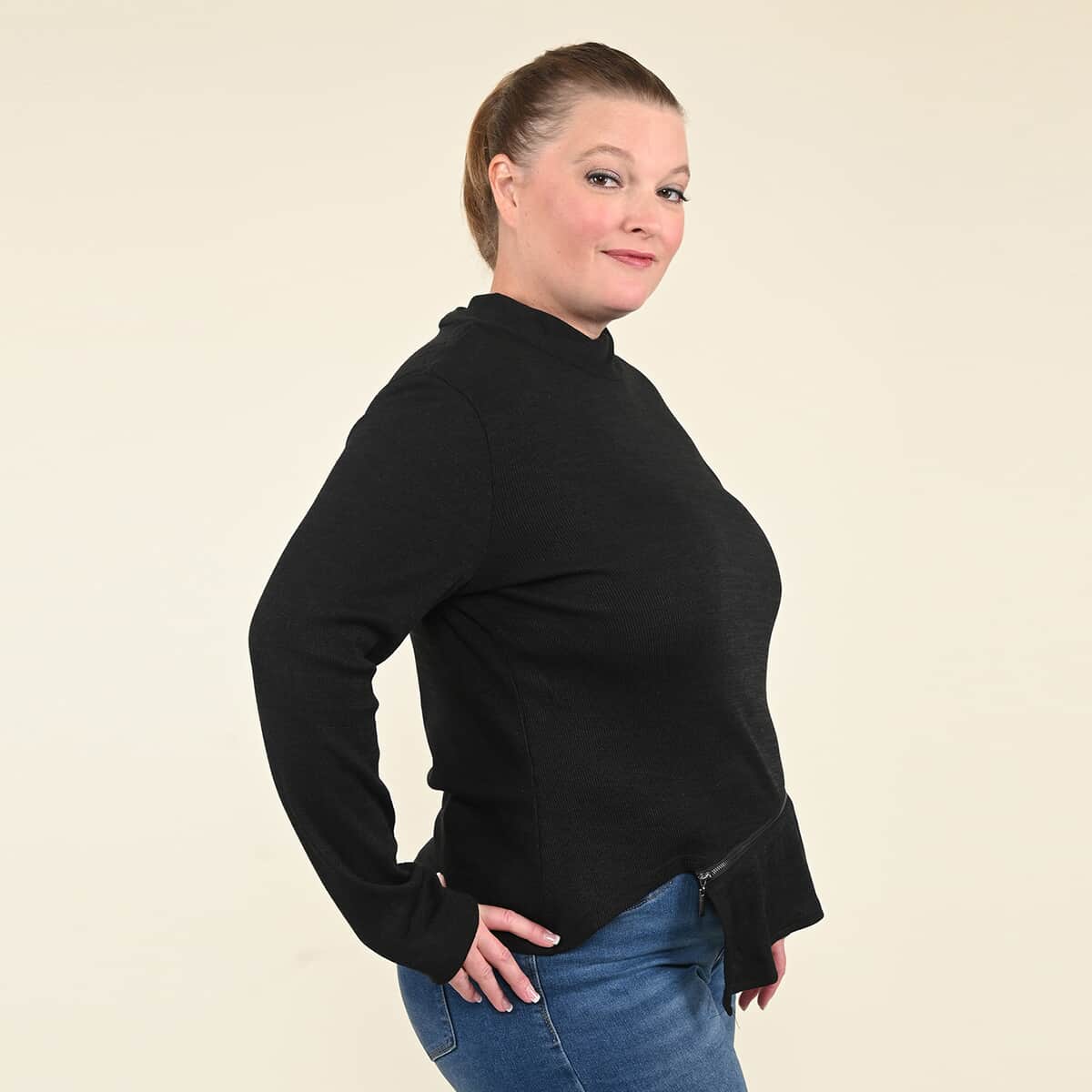 Tamsy Black Turtleneck Sweater - (1X) image number 2