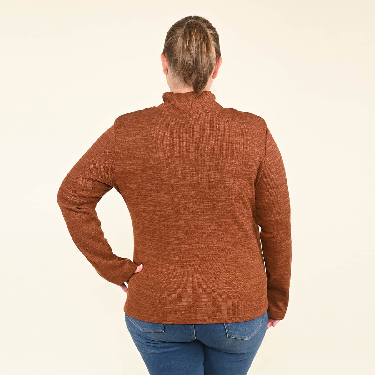 Tamsy Orange Turtleneck Sweater -(S) image number 1