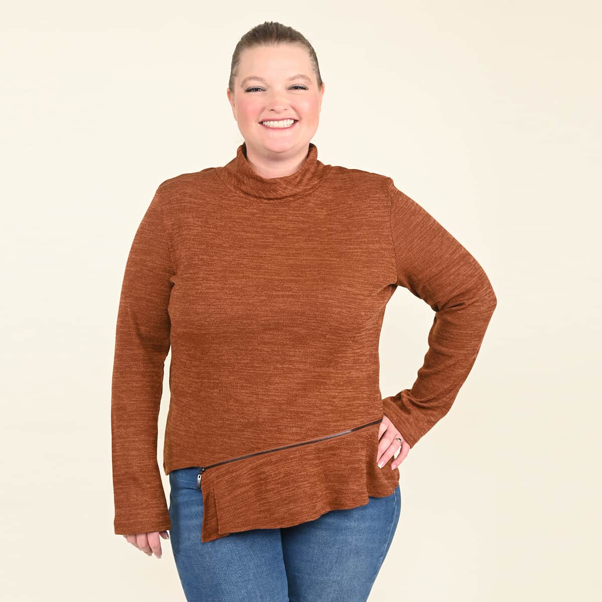 Tamsy Orange Turtleneck Sweater -(XS) image number 0