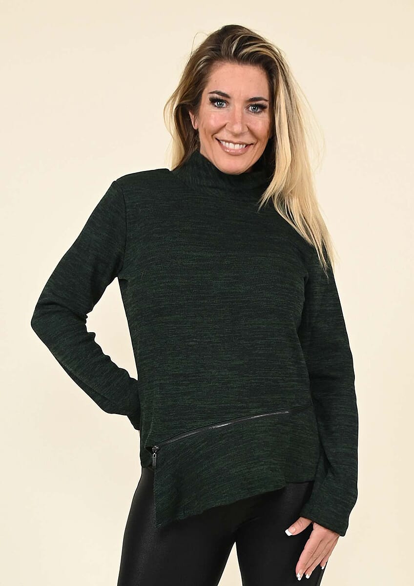 Tamsy Green Turtleneck Sweater -(1X) image number 0