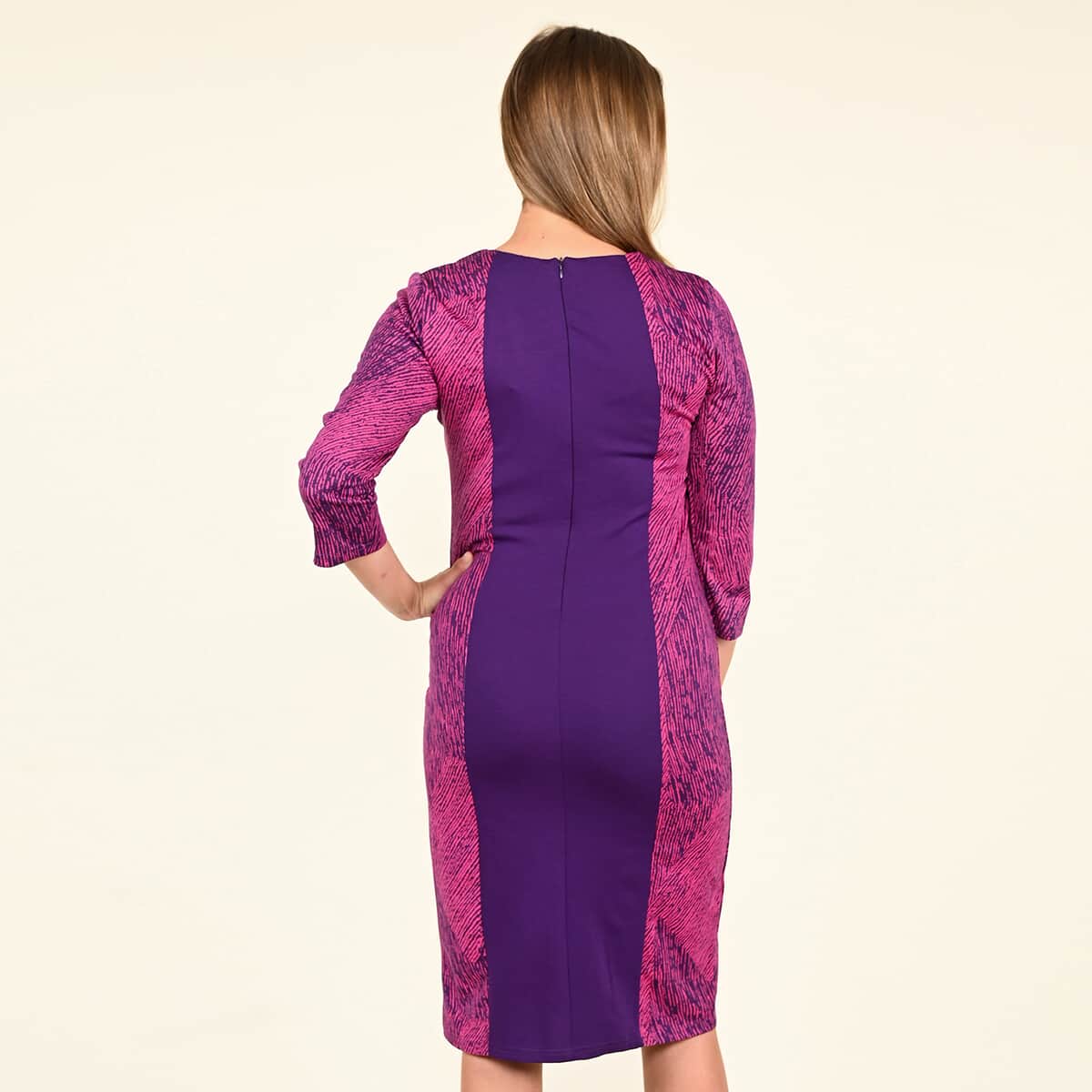 TAMSY Purple Brushstroke Pattern Pencil Dress - (S) image number 1
