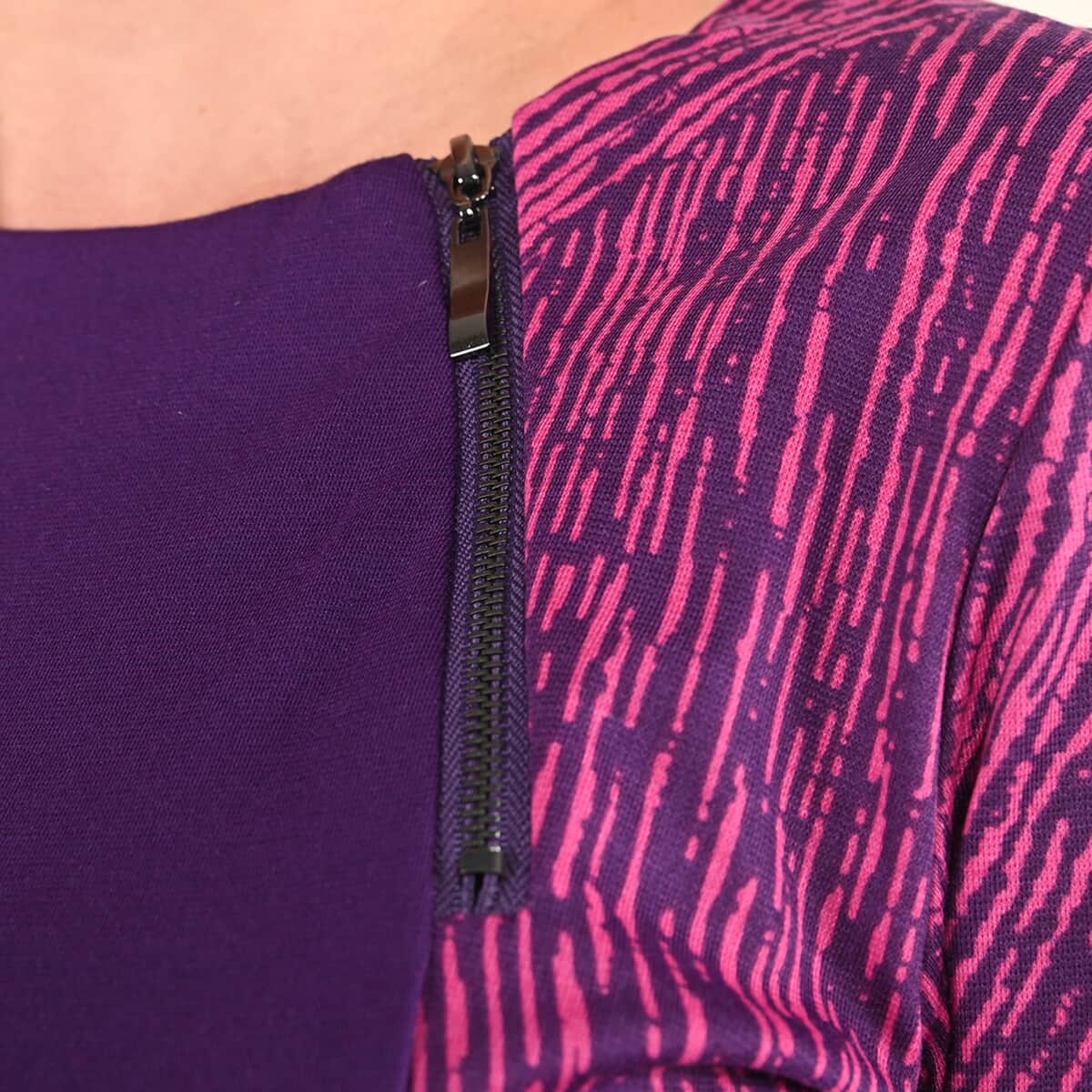 Tamsy Purple Brushstroke Pattern Pencil Dress - (L) image number 3