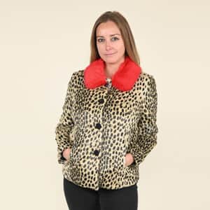 Tamsy Brown and Black Leopard Pattern Acrylic Coat - (1X)