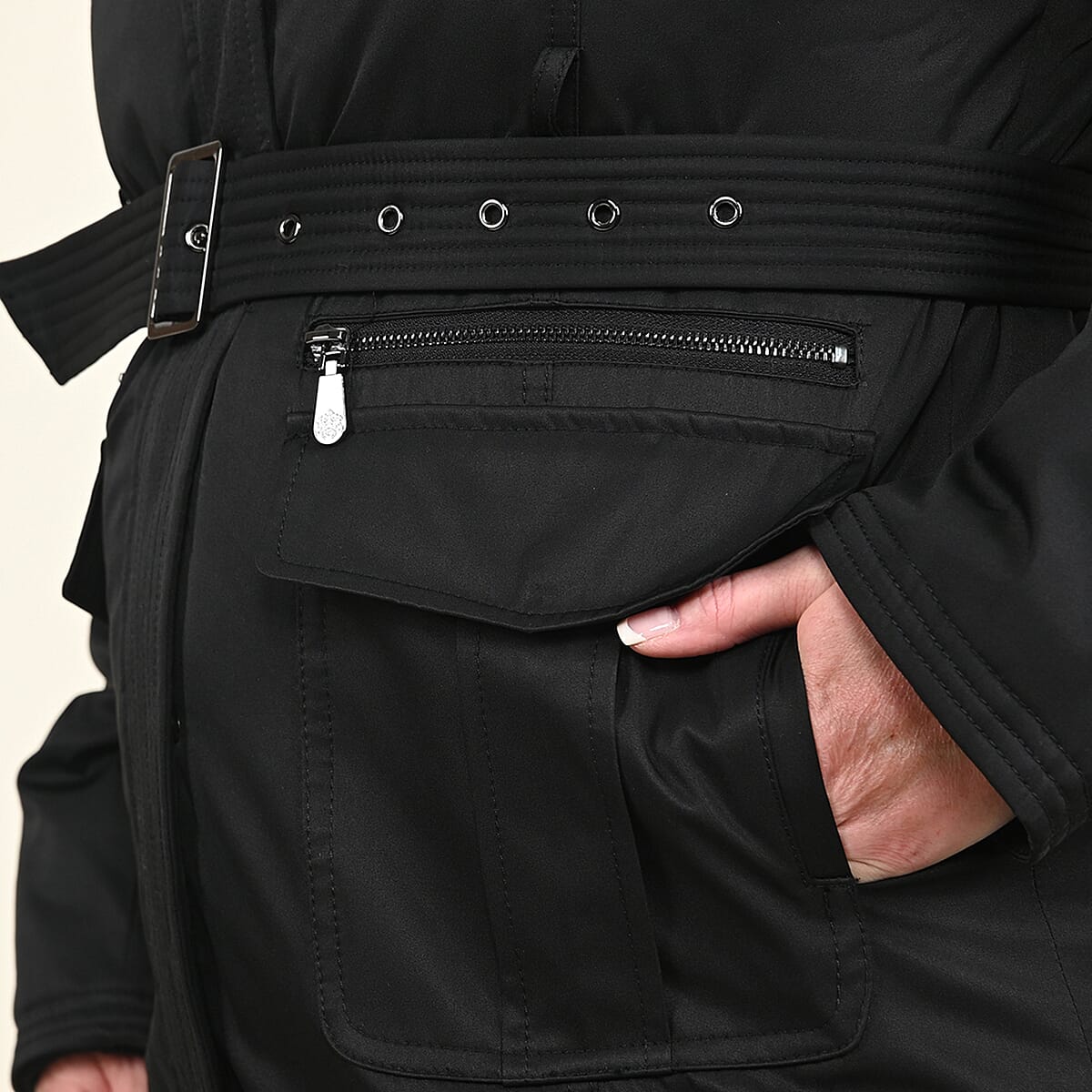 Tamsy Black Belted Coat - (XL) image number 4