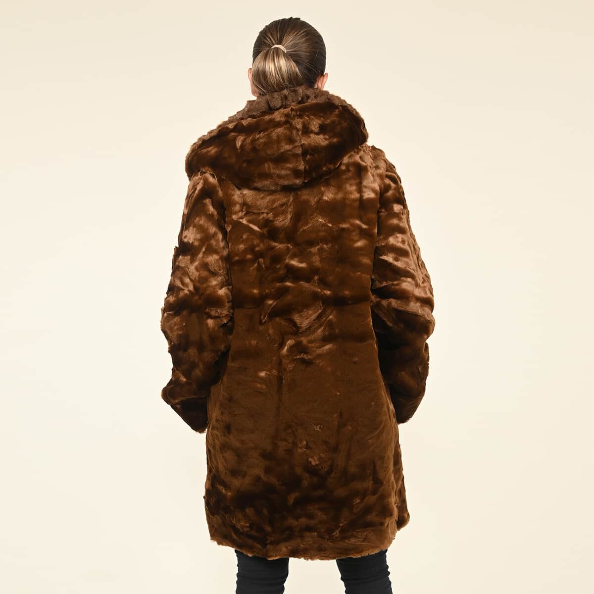 Tamsy Brown Fur Acrylic Coat - (L) image number 1